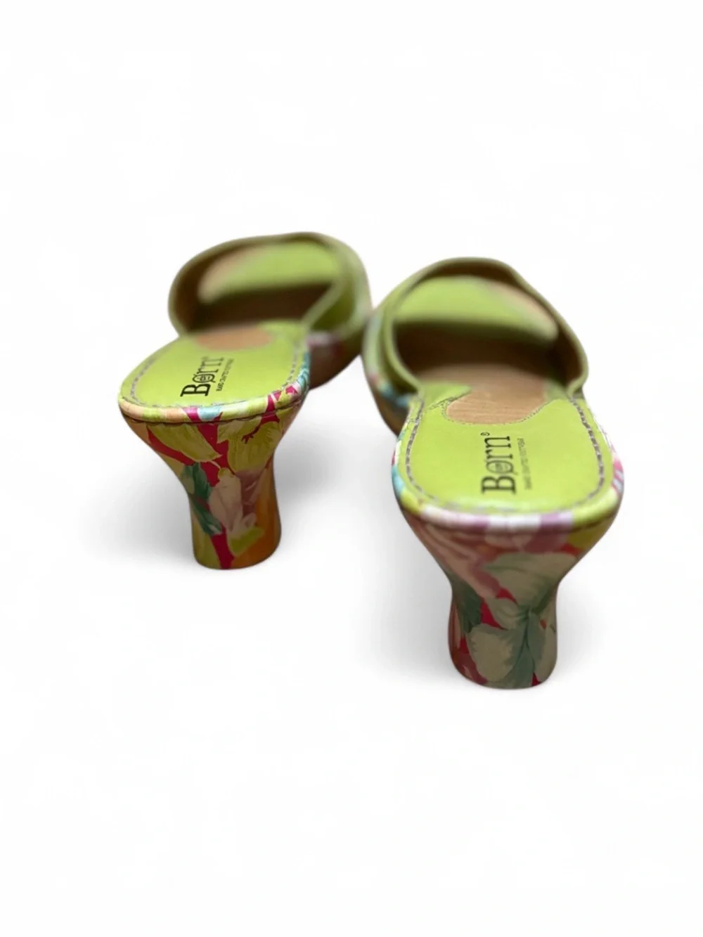 Sold Born Bright Lime Leather Slide Wedge Sandals - Size 7